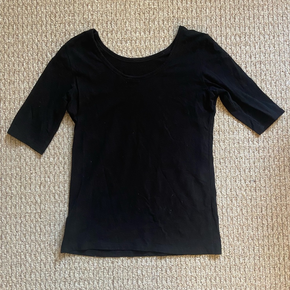 Black Women's Tee Shirt Stretchy Casual Lightweight Trendy Summer Spring